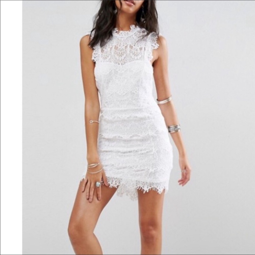 white short lace dress